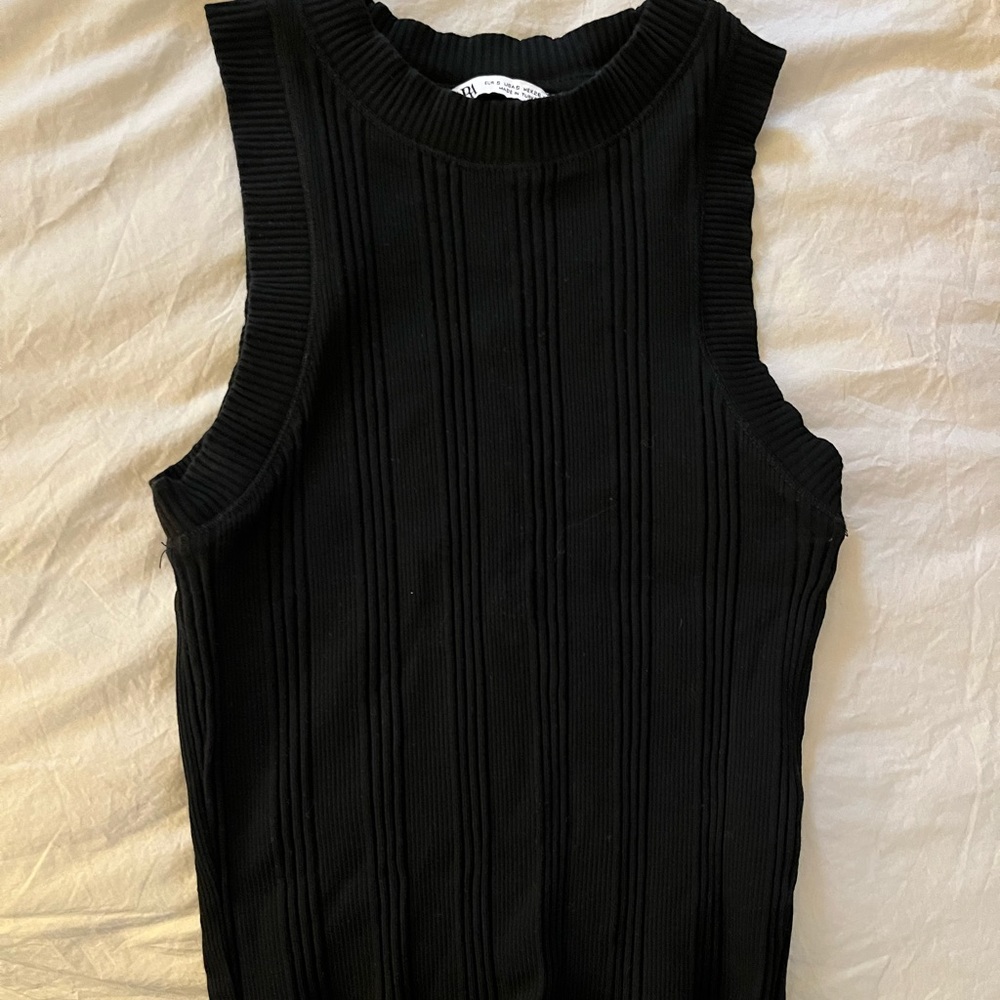(2) black and tan Zara tanks
